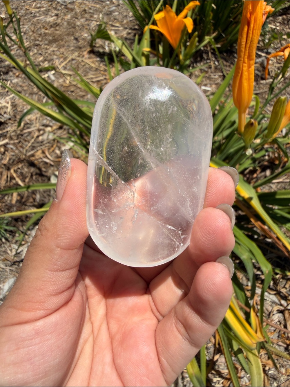 Natural Pakistan Himalayan Clear Quartz Palm Stone, Worry Stone,A595
